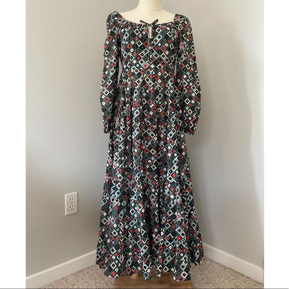 Rixo Maxi Dress Cameron Geometric Printed Tiered
